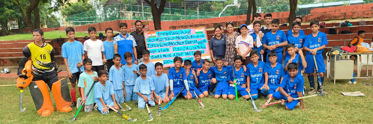 Apsdk Sub Junior boys secured 1st position in sub junior  hockey in zonal tournament.